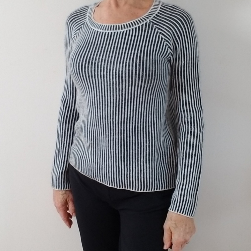 Cloud Chaser Knit Ribbed Black and White Sweater